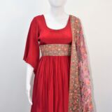 Maroon Suit With Embroidered Dupatta