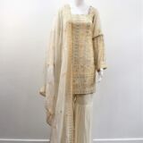 White Georgette Embroidered Sharara Suit