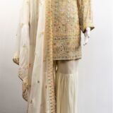 White Georgette Embroidered Sharara Suit