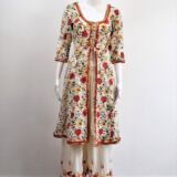 White Georgette Floral Palazzo Suit